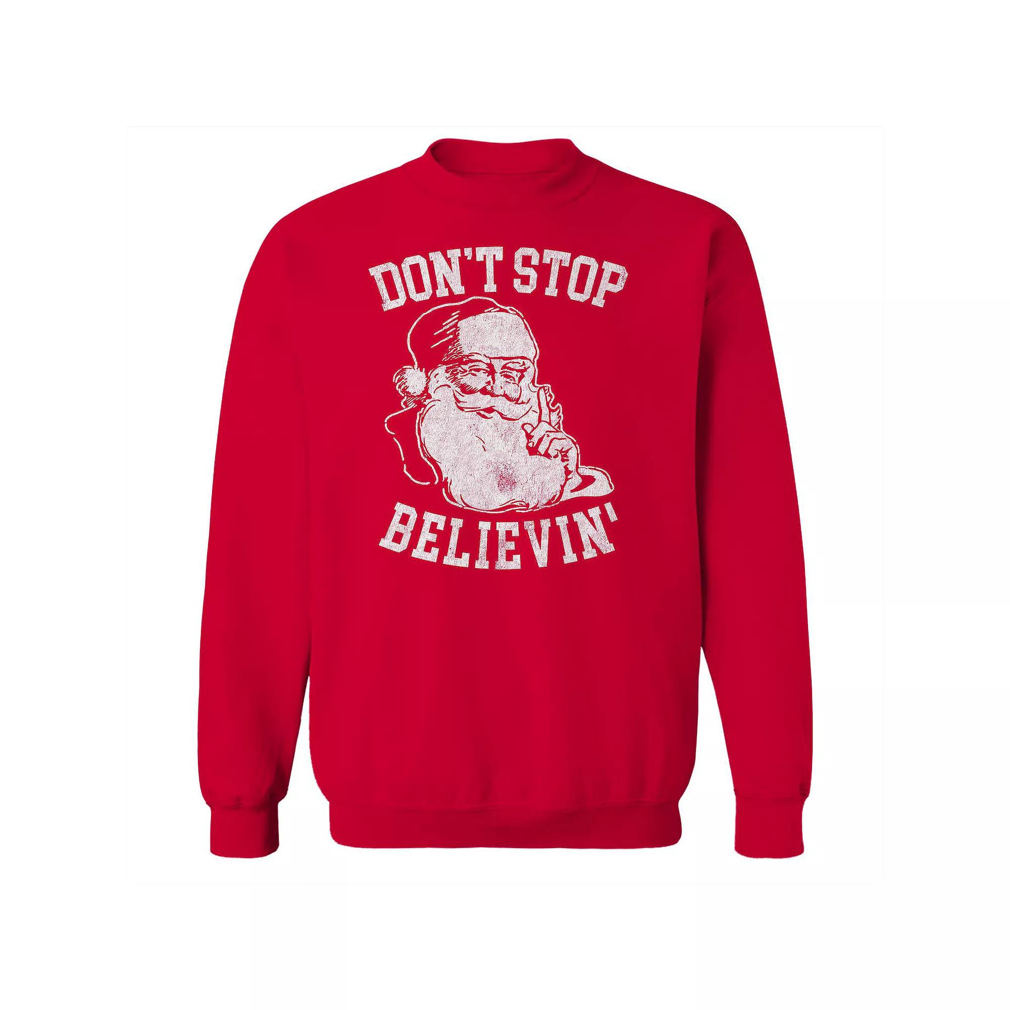Junior's Don't Stop Believin Graphic Fleece Sweatshirt, Women's,  Product Image