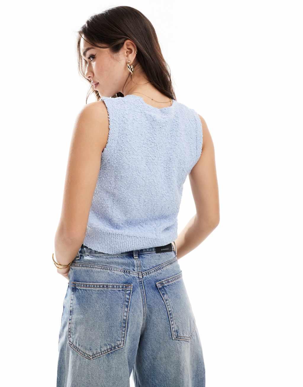ONLY textured knit vest in light blue Product Image