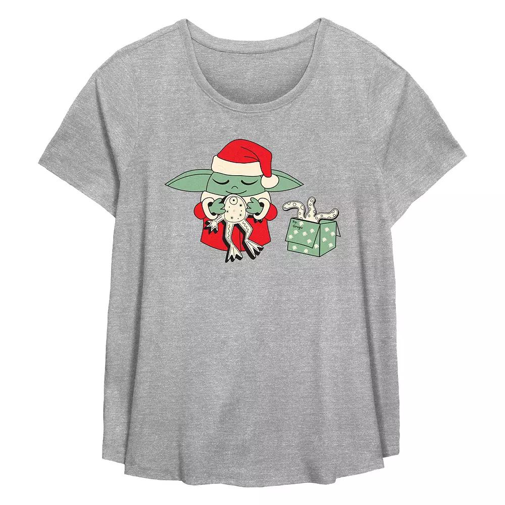 Plus Size Star Wars The Mandalorian Grogu Froggy Present Flowy Graphic Tee, Women's, Size: 3XL, Grey Gray Product Image