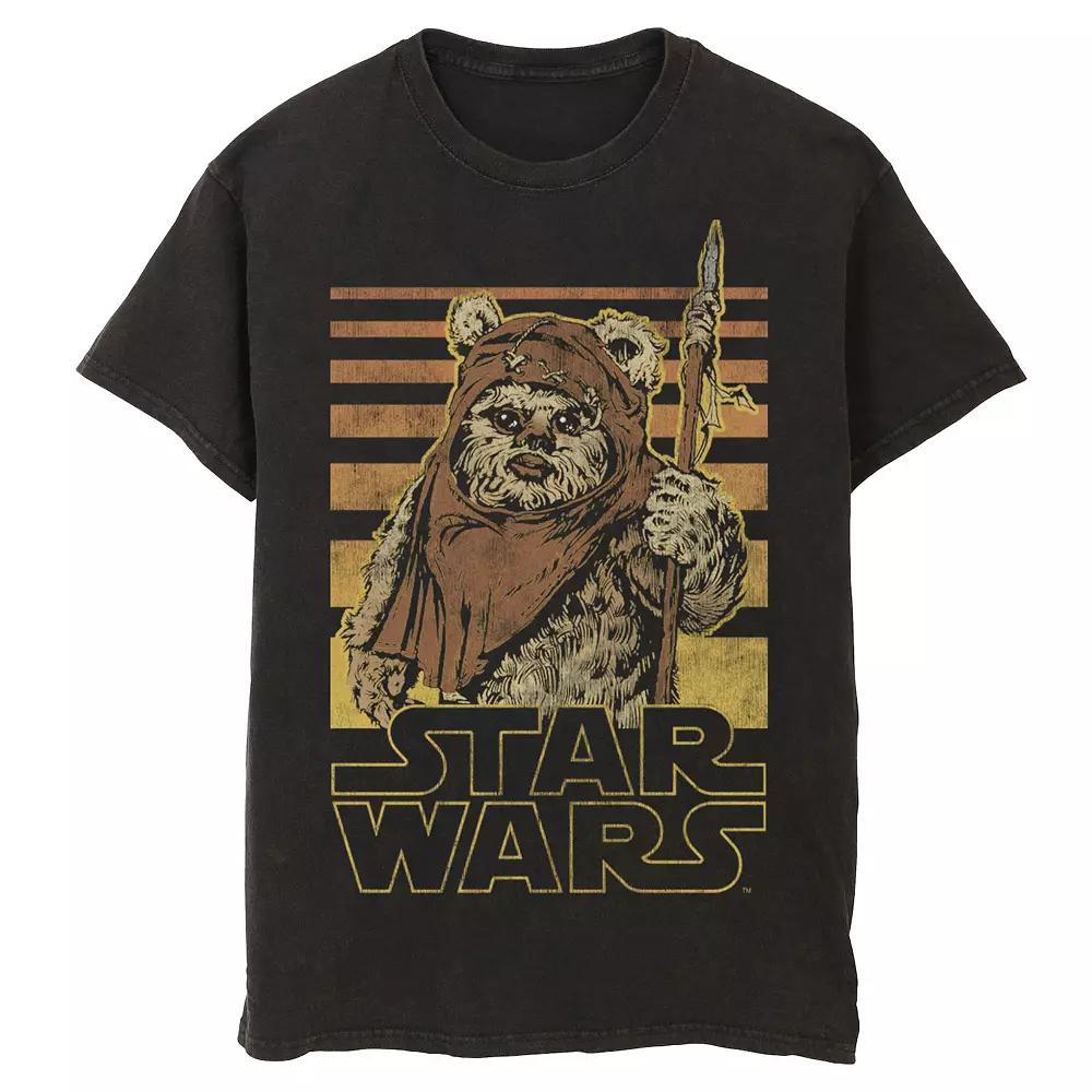 Men's Star Wars Wicket Retro Ewok Sunset Halftone Graphic Tee,  Product Image