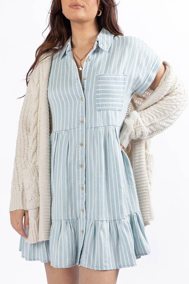 I Told You Striped Chambray Shirt Dress FINAL SALE Product Image