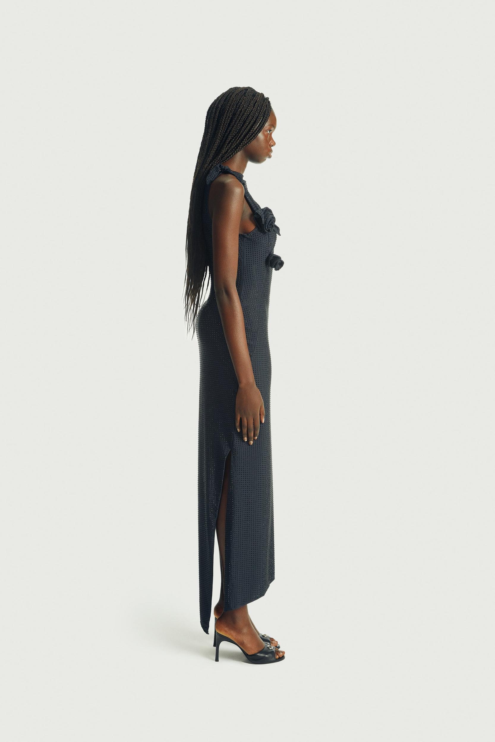 Crystal-Embellished Asymmetric Flower Gown Product Image