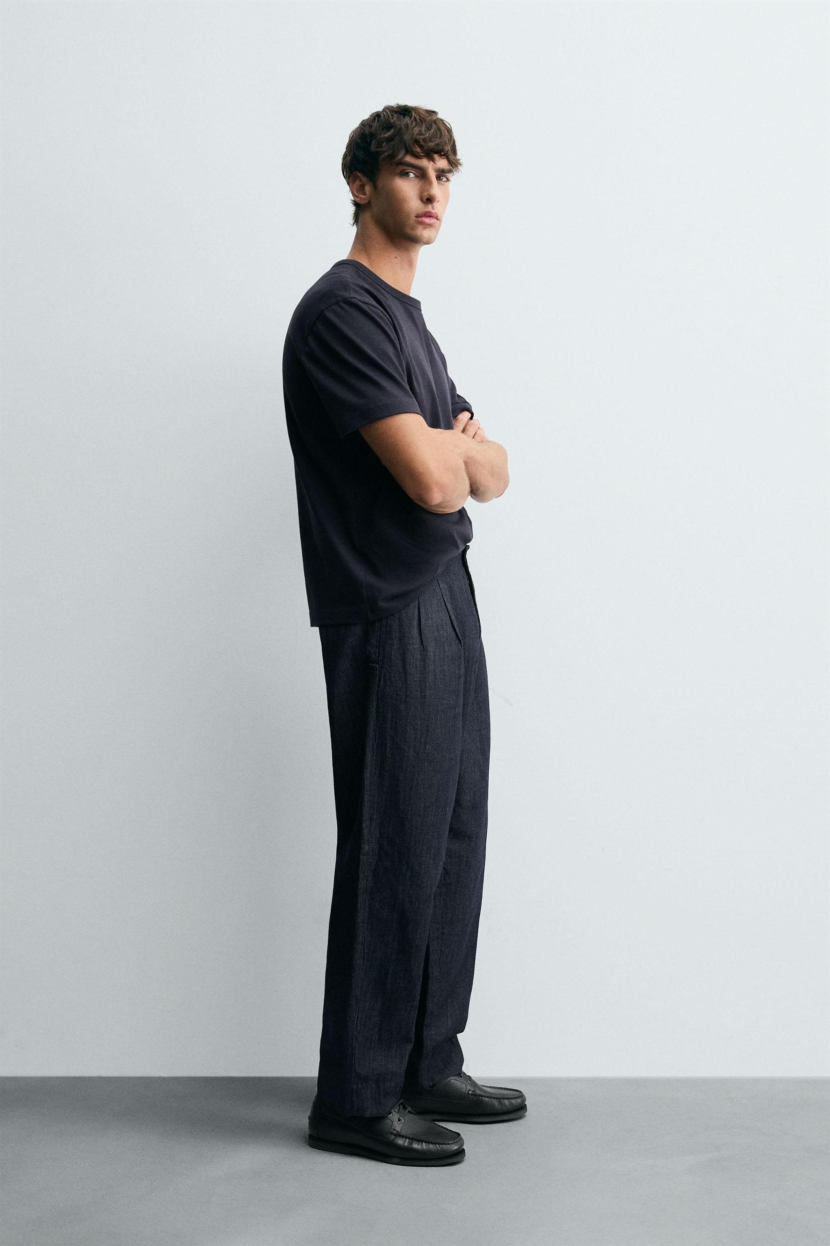 WIDE FIT CROPPED DENIM PANTS Product Image