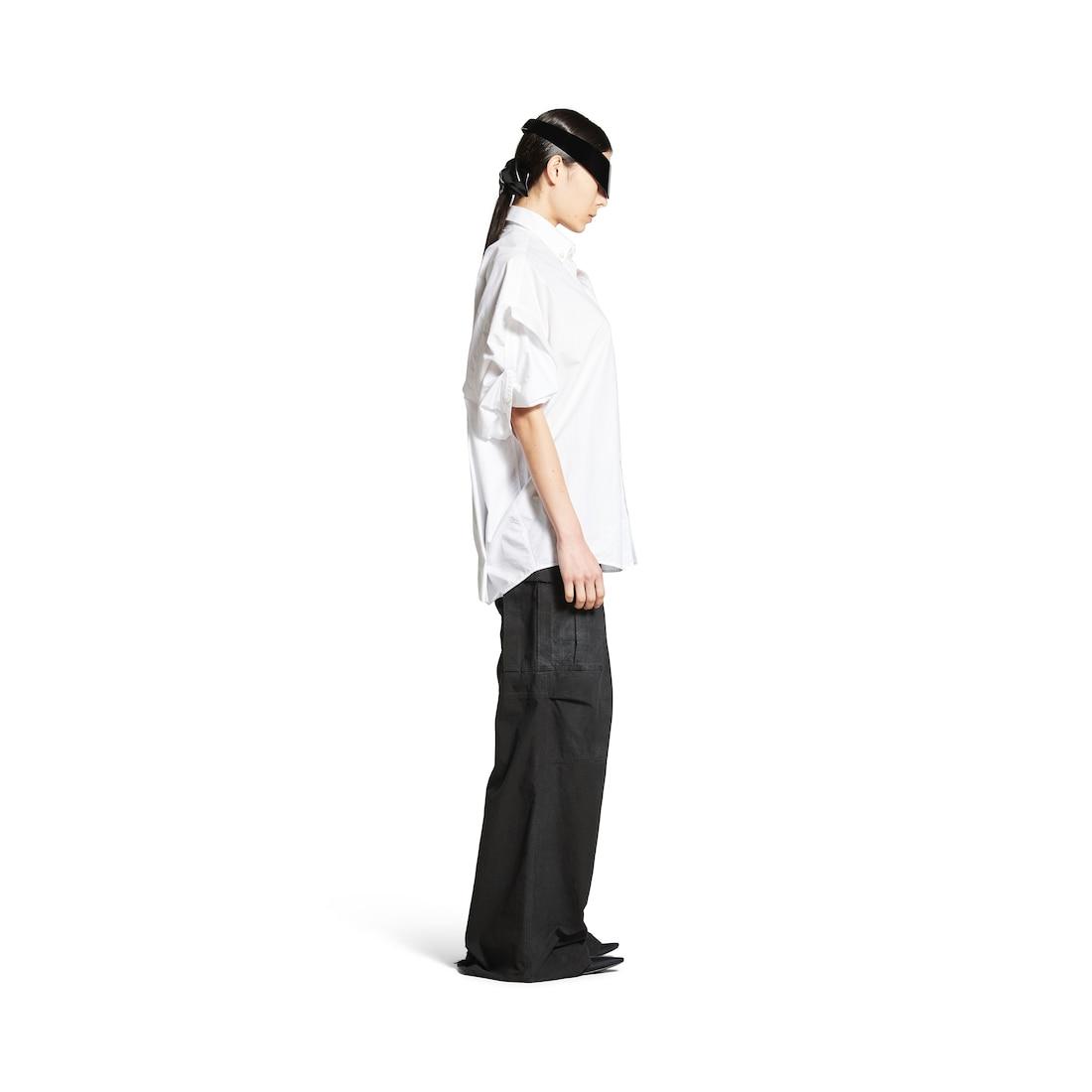 Women's Tucked Sleeve Shirt in White Product Image