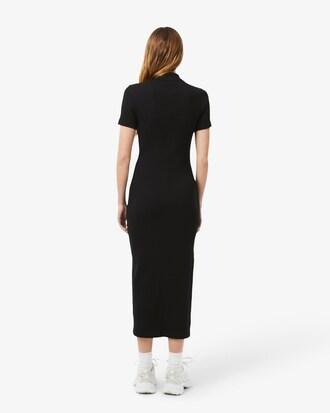 Long Ribbed Cotton Polo Dress Product Image