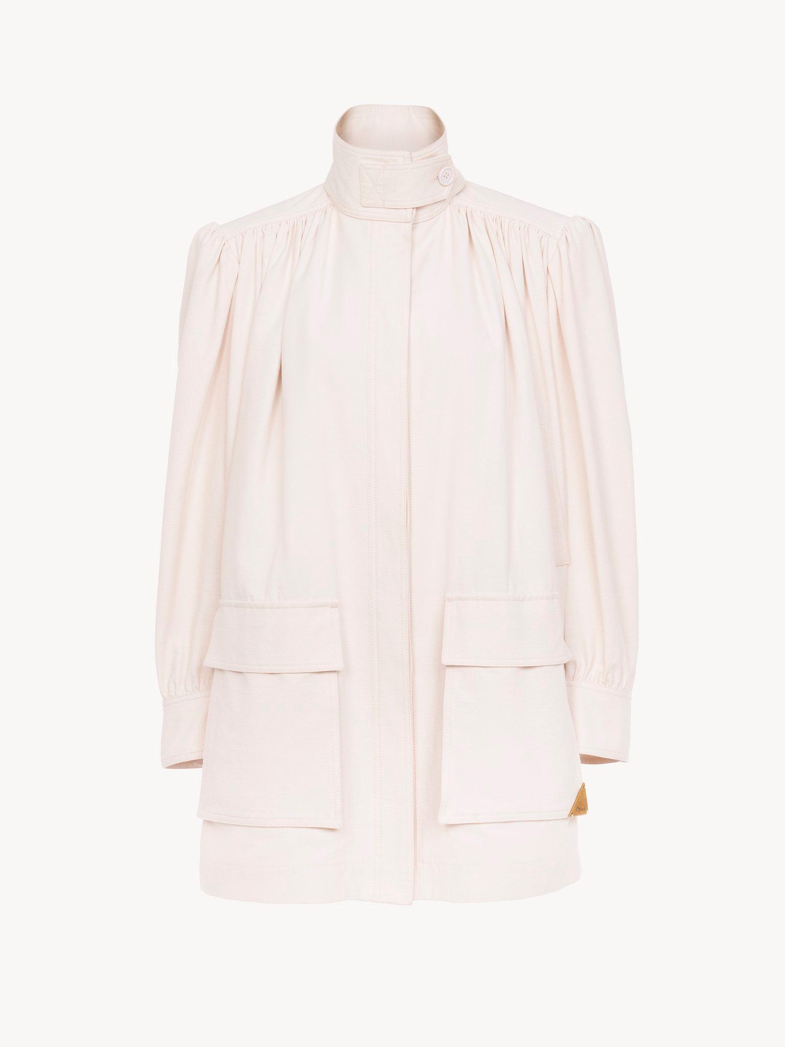 High-neck utilitarian jacket in cotton canvas Product Image