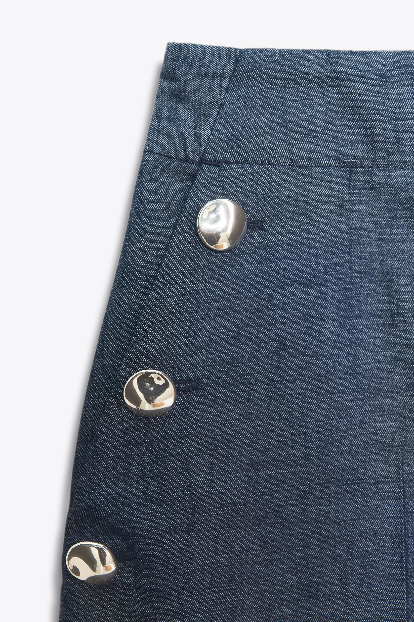 WIDE LEG LINEN PANTS WITH BUTTONS Product Image