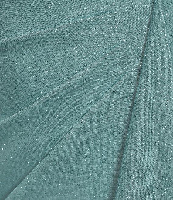 Ignite Evening V-Neck Flutter Sleeve Capelet Bugle Bead Trim Gown Product Image