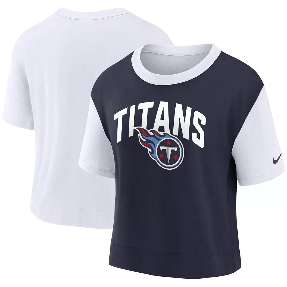 Women's Nike White/Navy Tennessee Titans High Hip Fashion T-Shirt,  Product Image