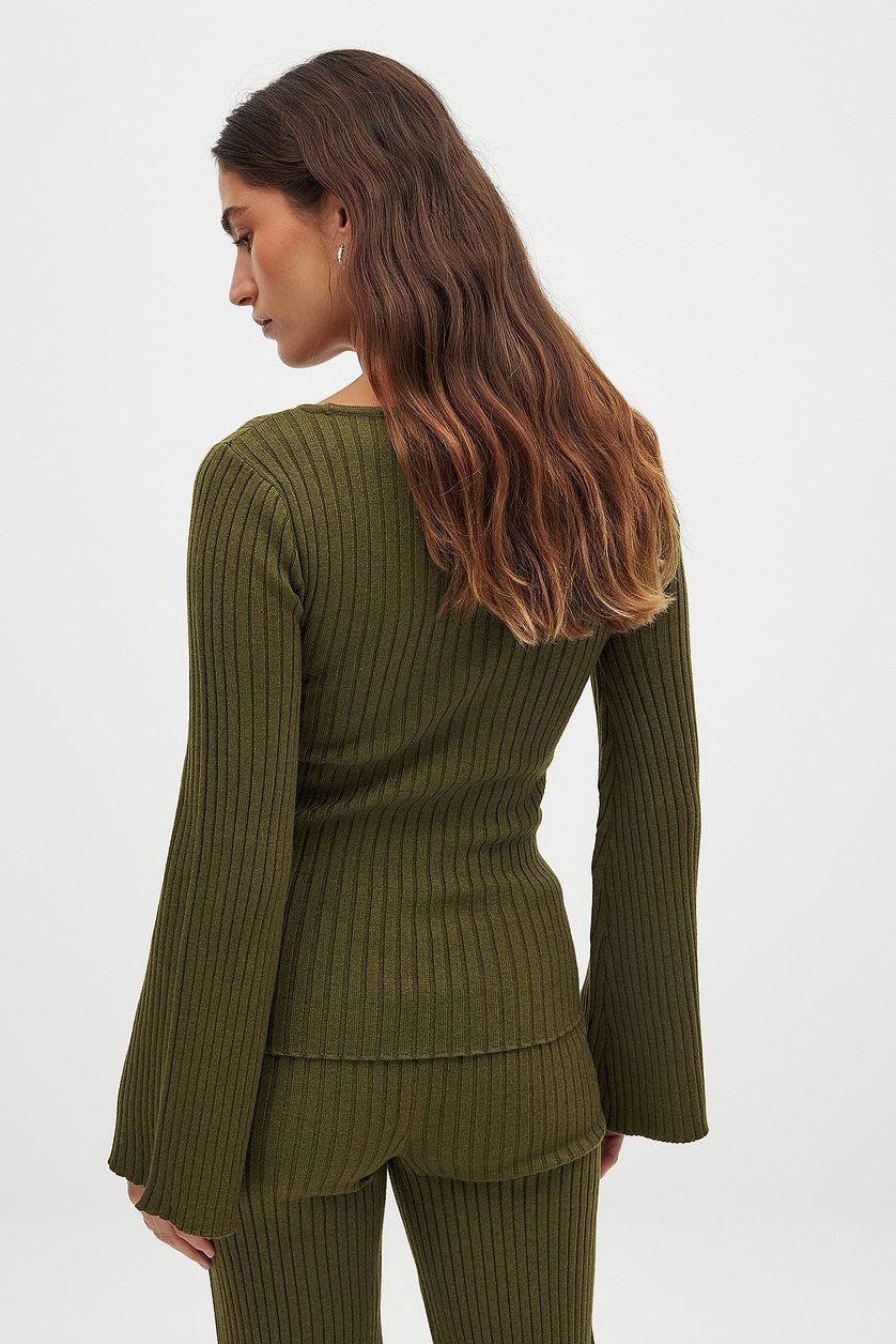 Rib Knitted Long Sleeve Top Product Image