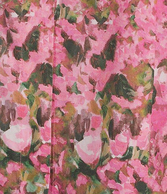 Investments Plus Size Taylor Gold Label Non-Iron Pink Floral Fields 3/4 Sleeve Button Front Shirt Product Image