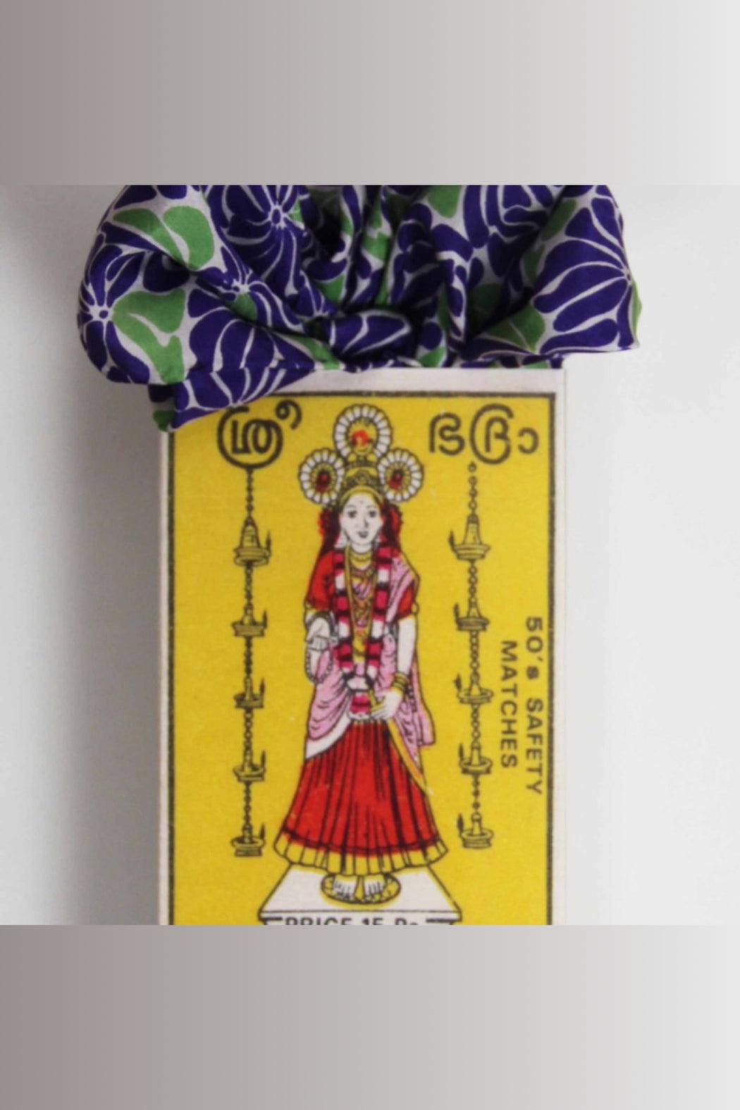 100% Silk Square Scarf/Mini Plumeria Marine Navy Product Image