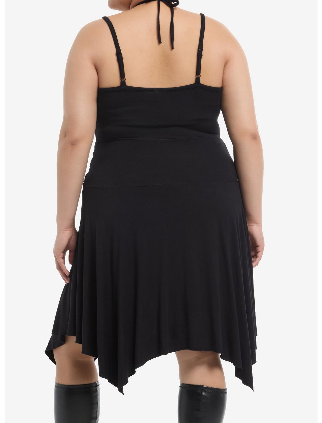 Cosmic Aura Black Ruched Hanky Hem Dress Plus Size Product Image