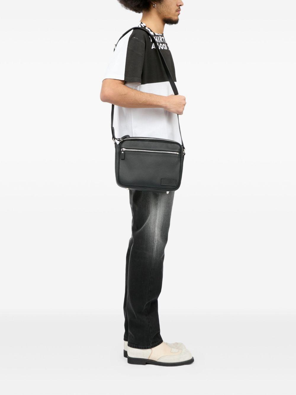 textured leather messenger bag Product Image