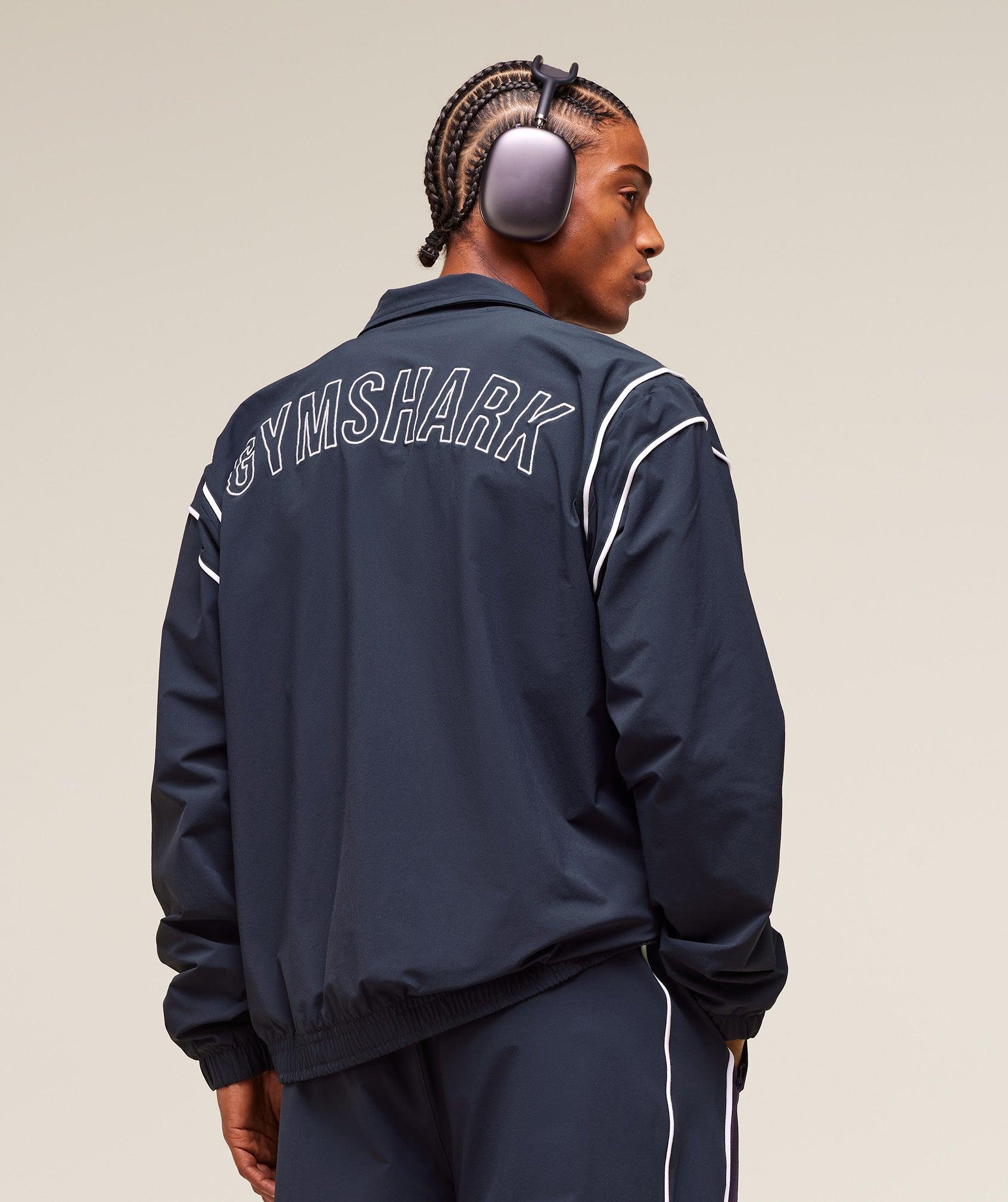 Gymshark Retro Crinkle Track Jacket - Heavy Blue Male Product Image