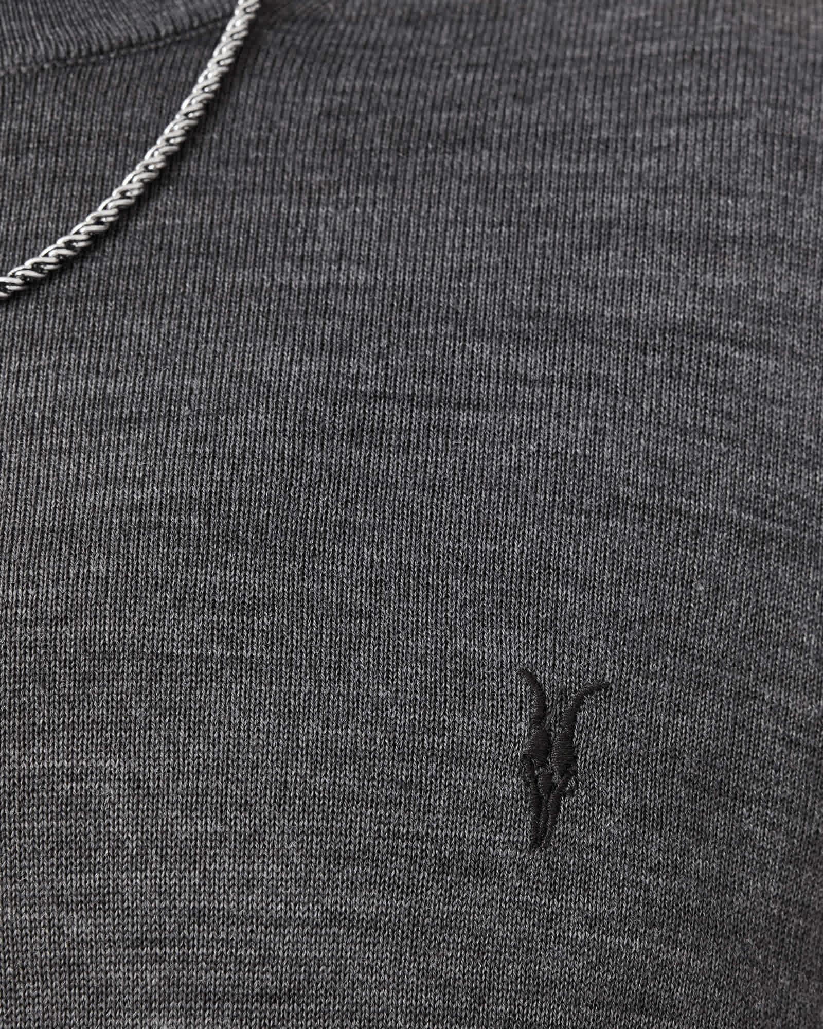 Mode Merino Crew Neck Ramskull Sweater MONUMENT GREY | ALLSAINTS US Product Image