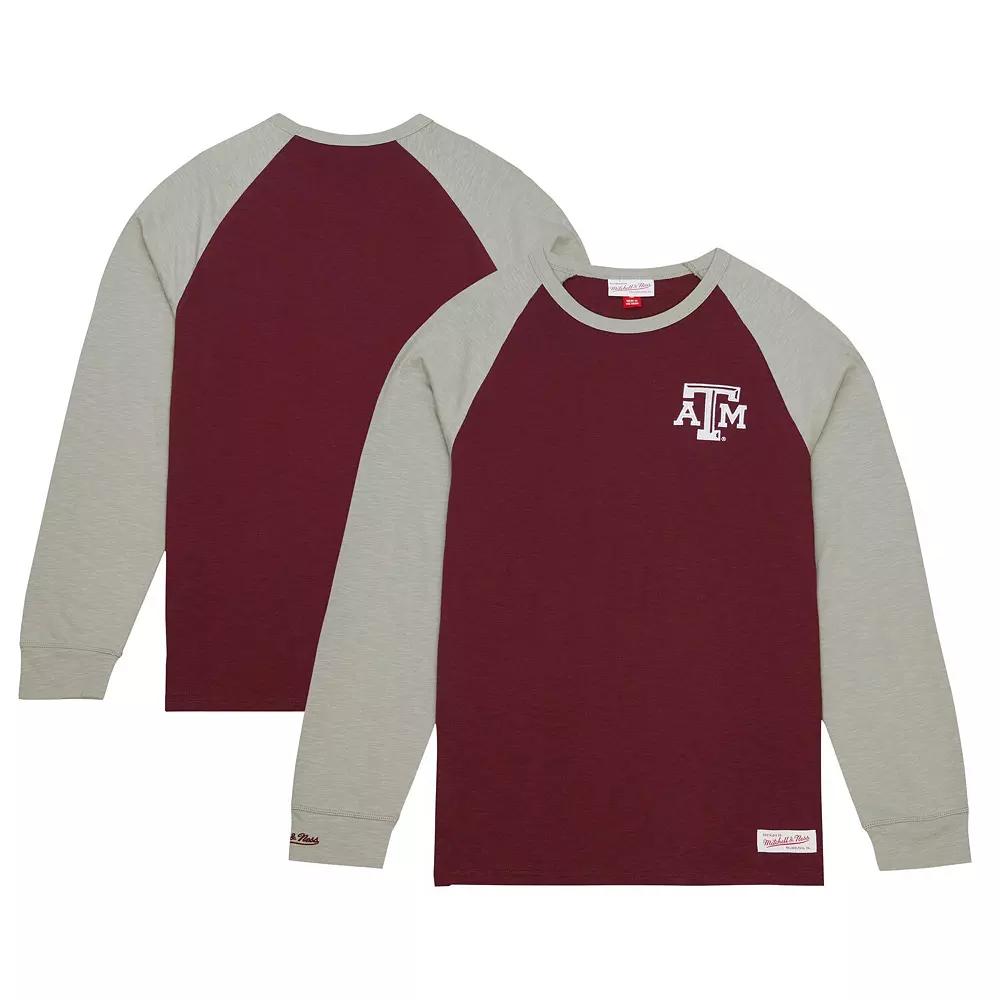Men's Mitchell & Ness Maroon Texas A&M Aggies Legendary Slub Raglan Long Sleeve T-Shirt, Size: 2XL, Red Product Image