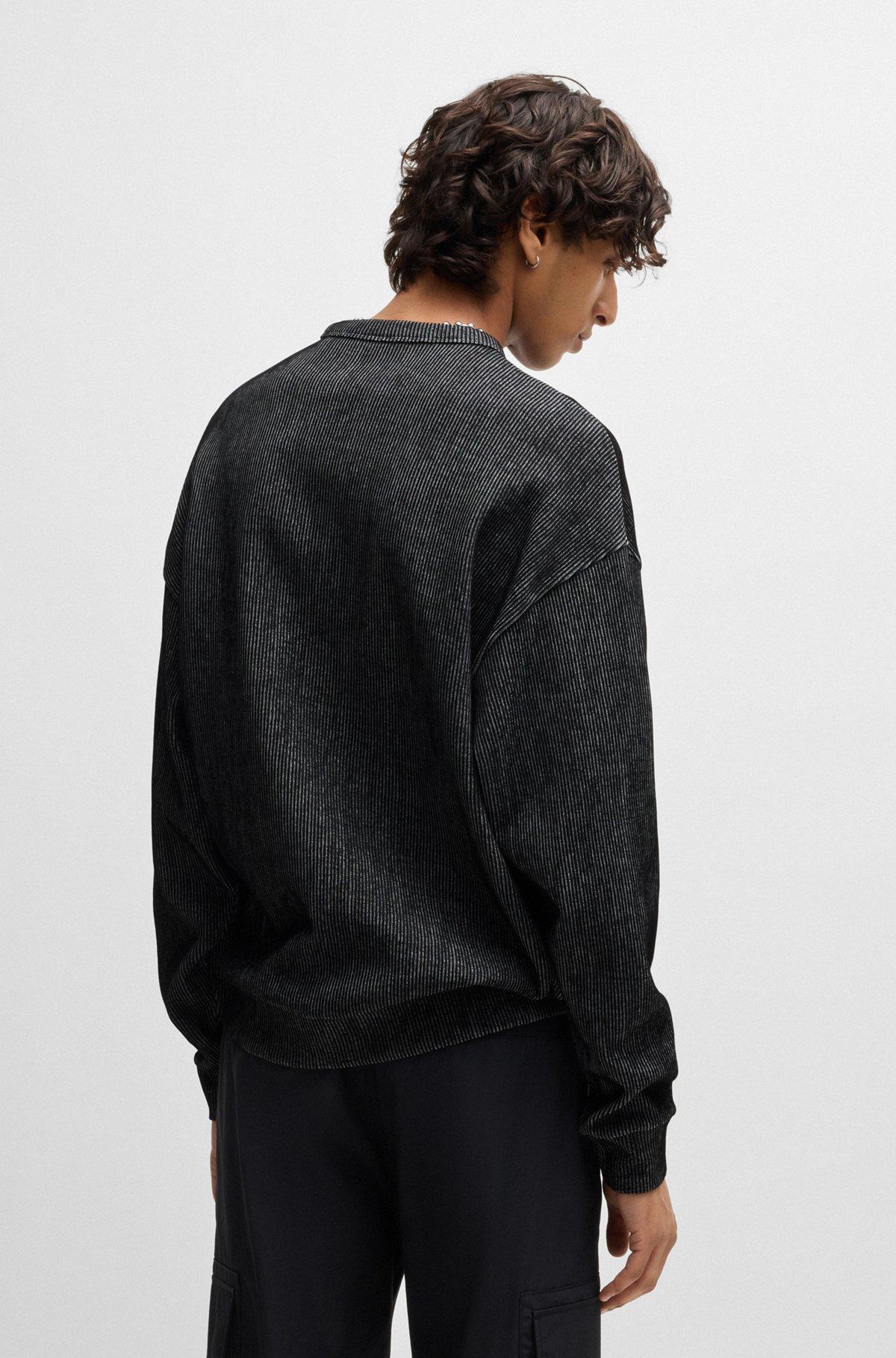 Ribbed sweatshirt with stacked smoke logo print Product Image