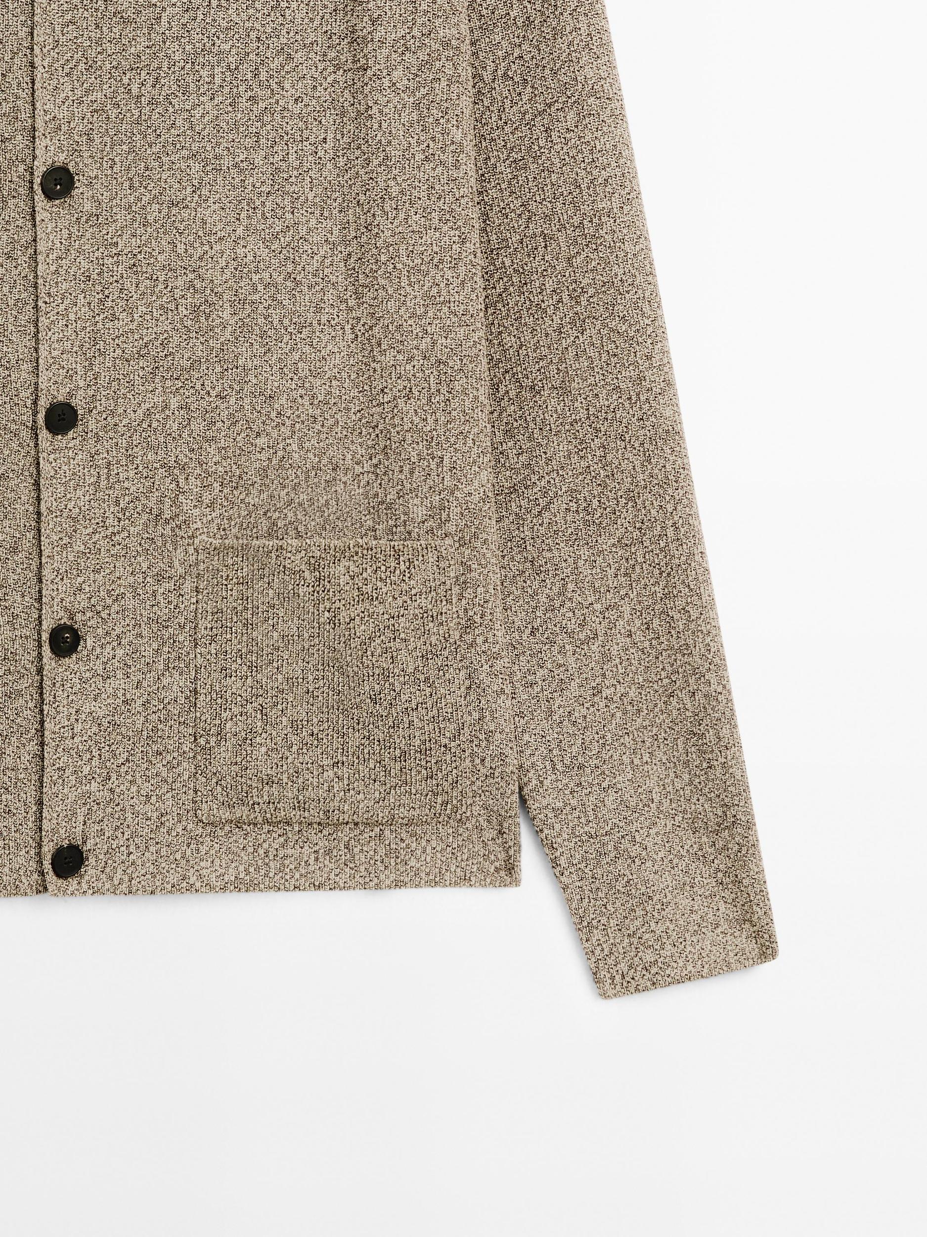 100% cotton mouliné knit cardigan Product Image