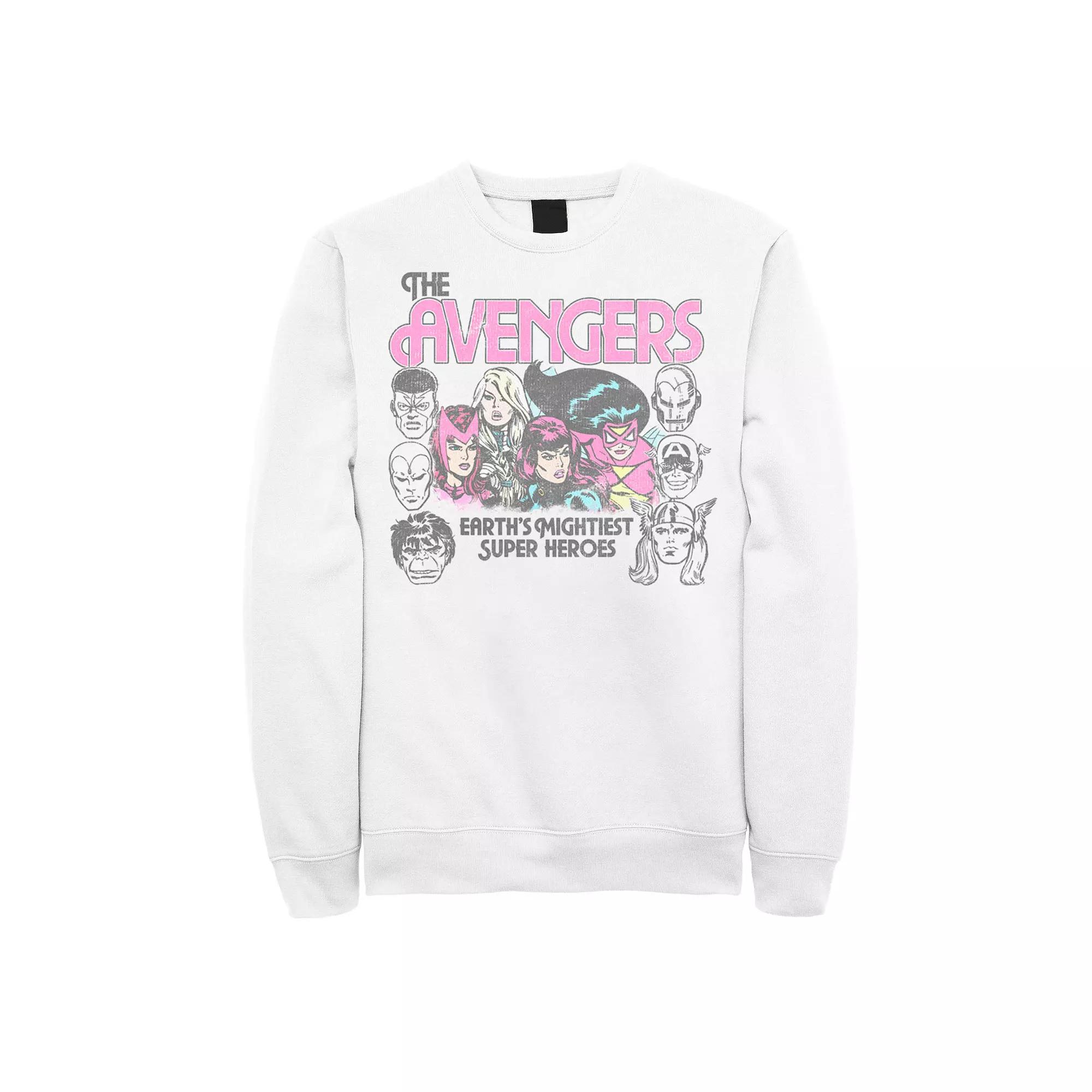 Men's Marvel The Avengers Earth's Mightiest Super Heroes Group Shot Retro Graphic Sweatshirt,  Product Image