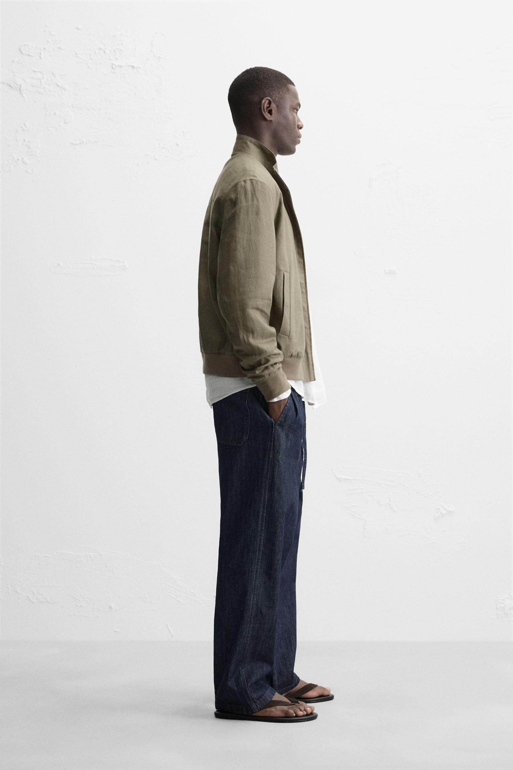 100% LINEN BOMBER JACKET Product Image