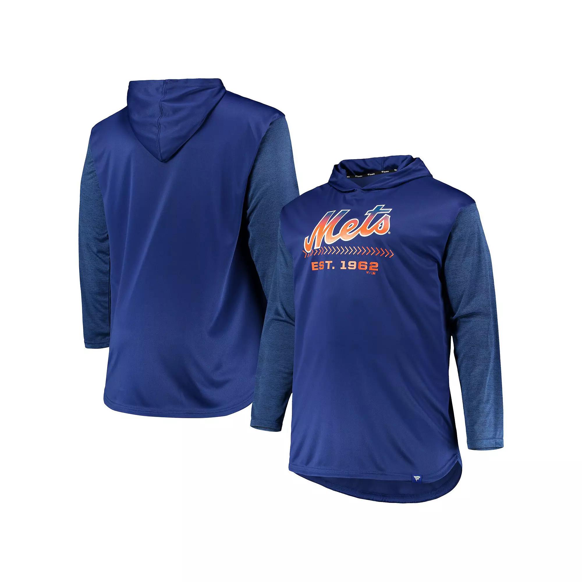 Men's Royal/Heathered Royal New York Mets Big & Tall Wordmark Club Pullover Hoodie,  Product Image