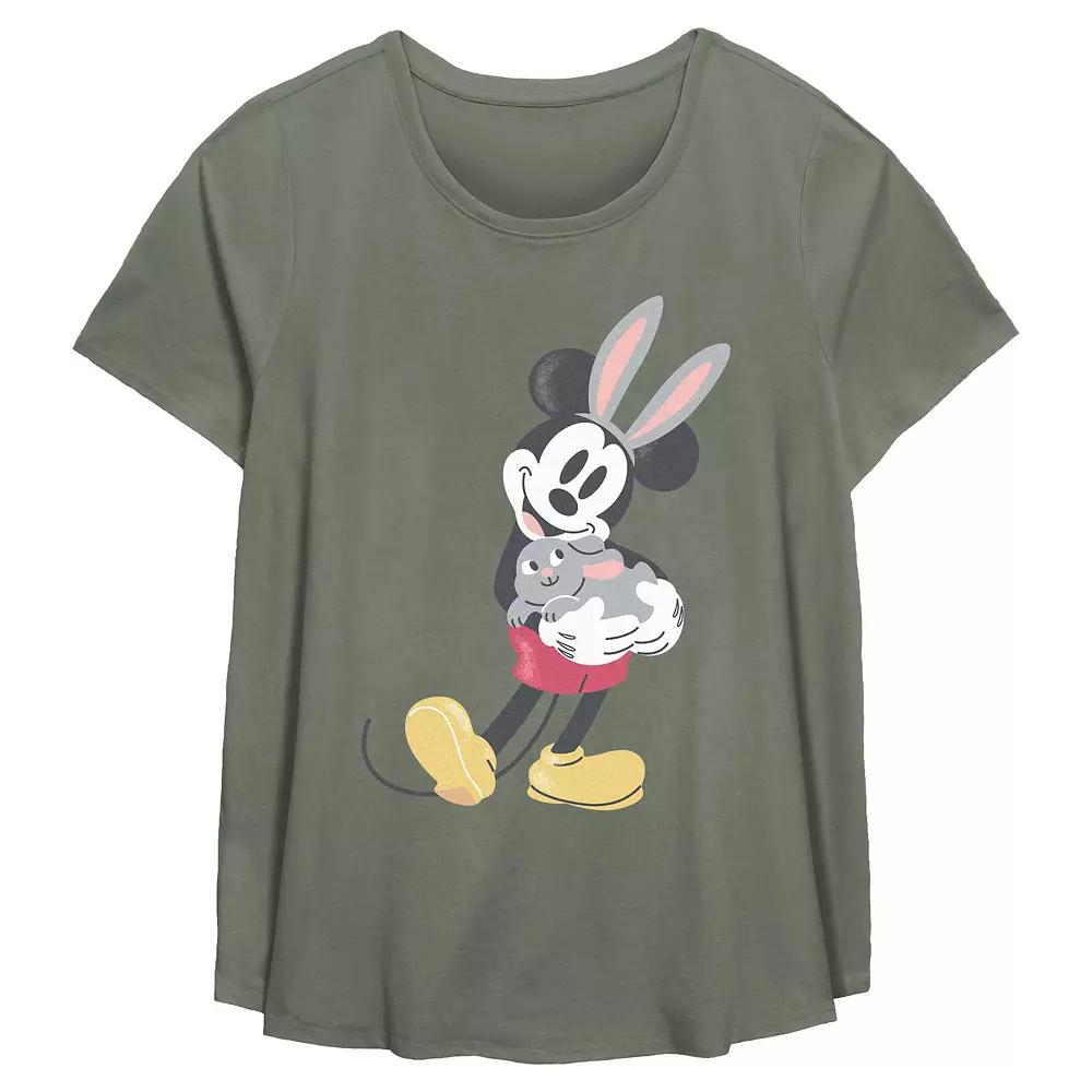 Disney's Mickey Mouse Easter Bunny Plus Size Flowy Graphic Tee, Women's, Size: 5XL, Green Product Image