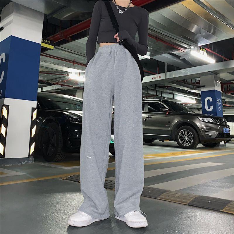 Plain Wide Leg Sweatpants Product Image