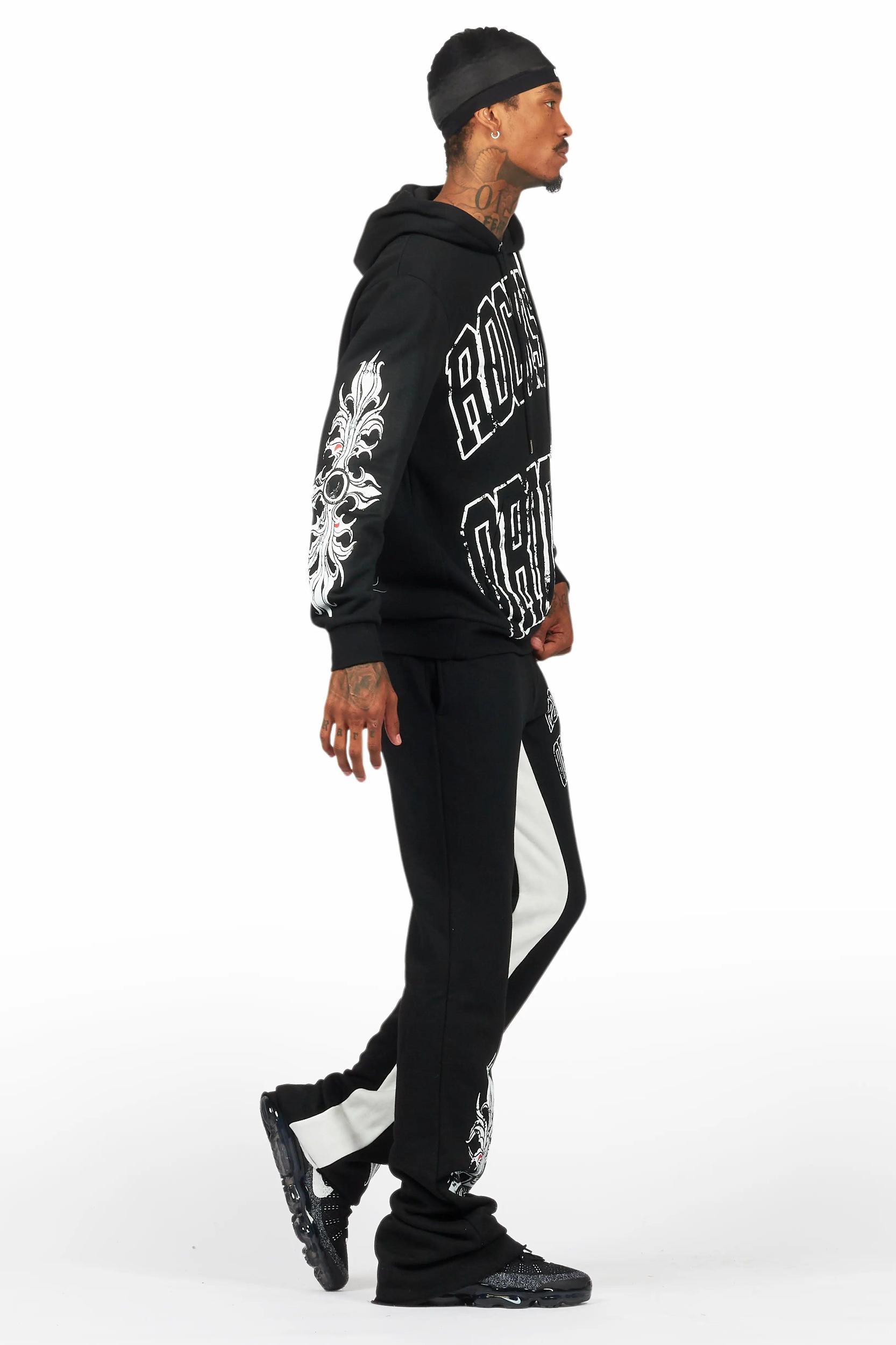 Akio Black Hoodie/Baggy Track Pant Set Male Product Image