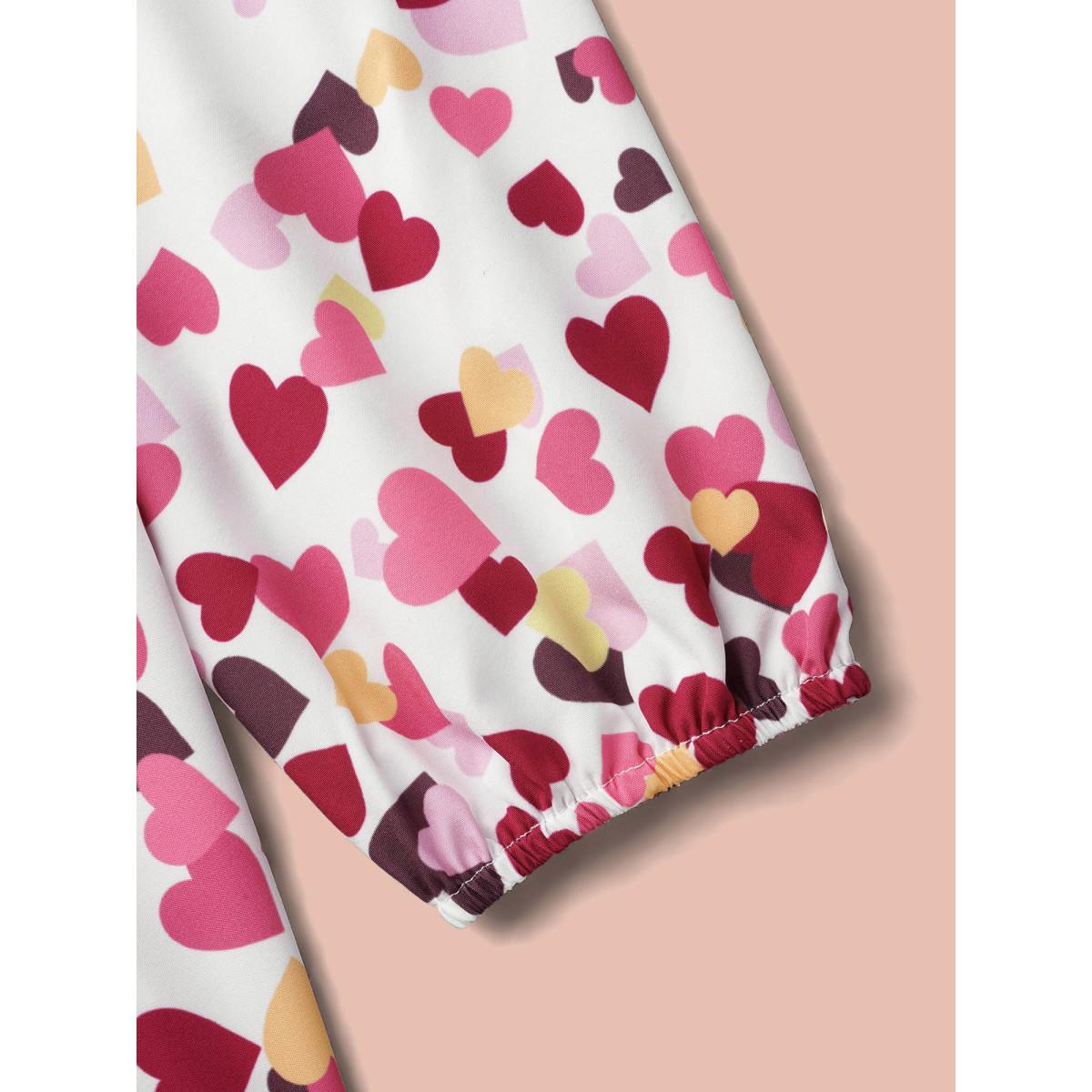 Plus Size WhiteSmoke Notched Collar Multi-Color Hearts Blouse Women Timeless Extra Long Sleeve Flat collar with V-notch Elegant Blouses BloomChic 14-16/1X Product Image