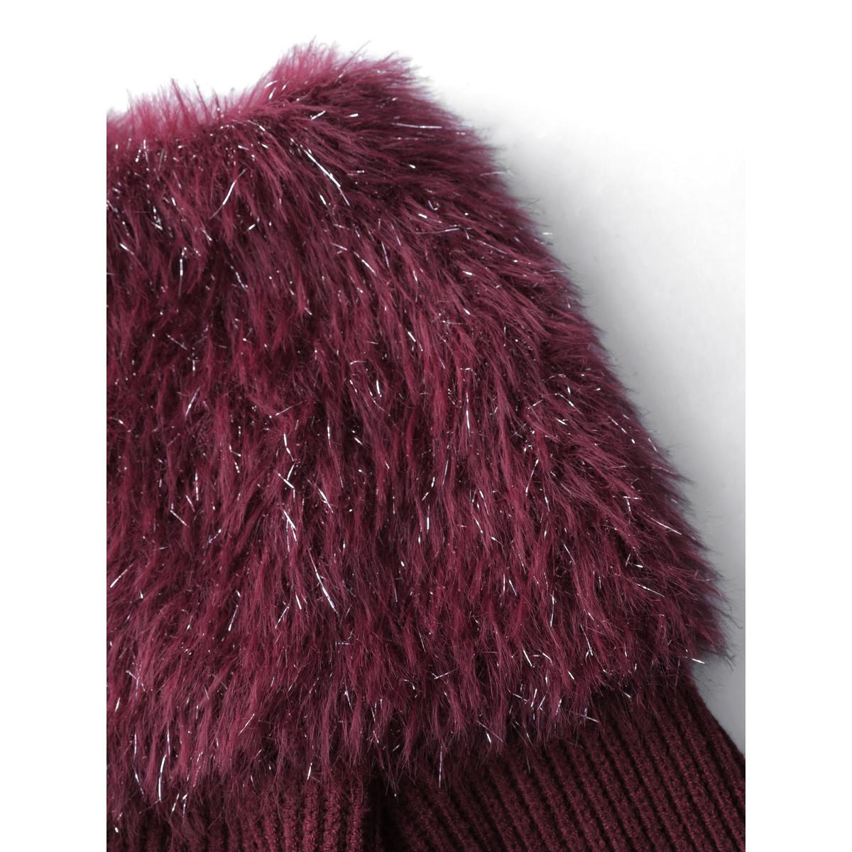 Plus Size Sparkly Fur Off-Shoulder A-Line Pullover Plum Women Party&Cocktail Bodycon Long Sleeve One-shoulder neck Party Pullovers BloomChic 28/5X Product Image