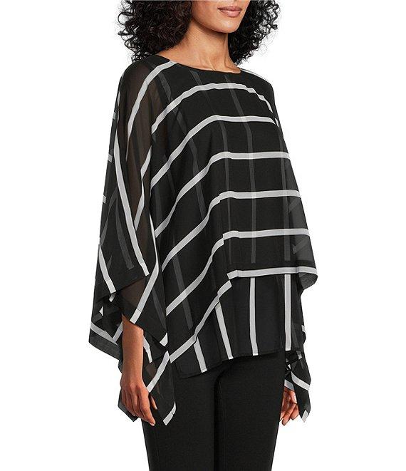 Slim Factor by Investments Elbow Sleeve Crew Neck Double Layer Top Product Image