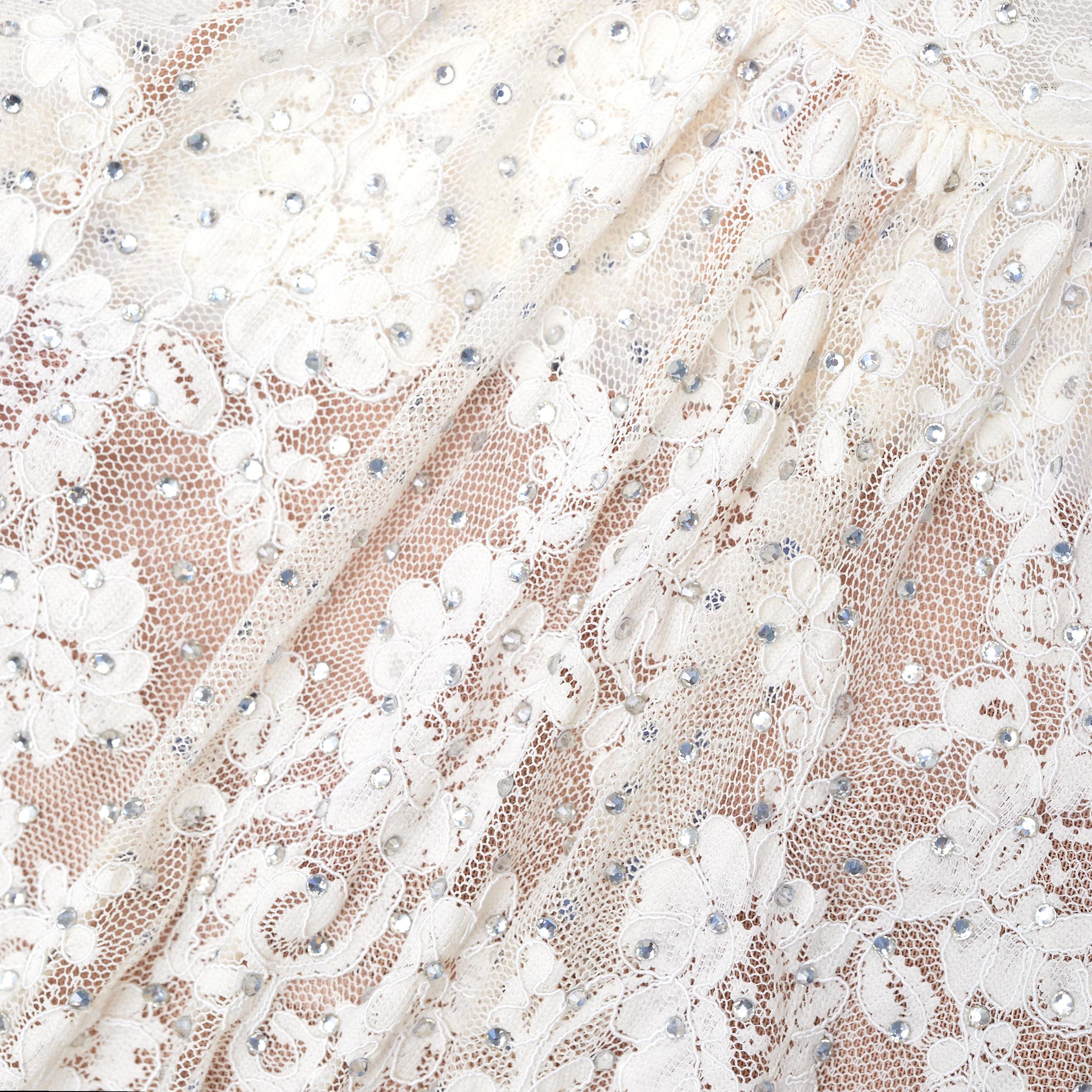 White Rhinestone Lace Maxi Dress Product Image