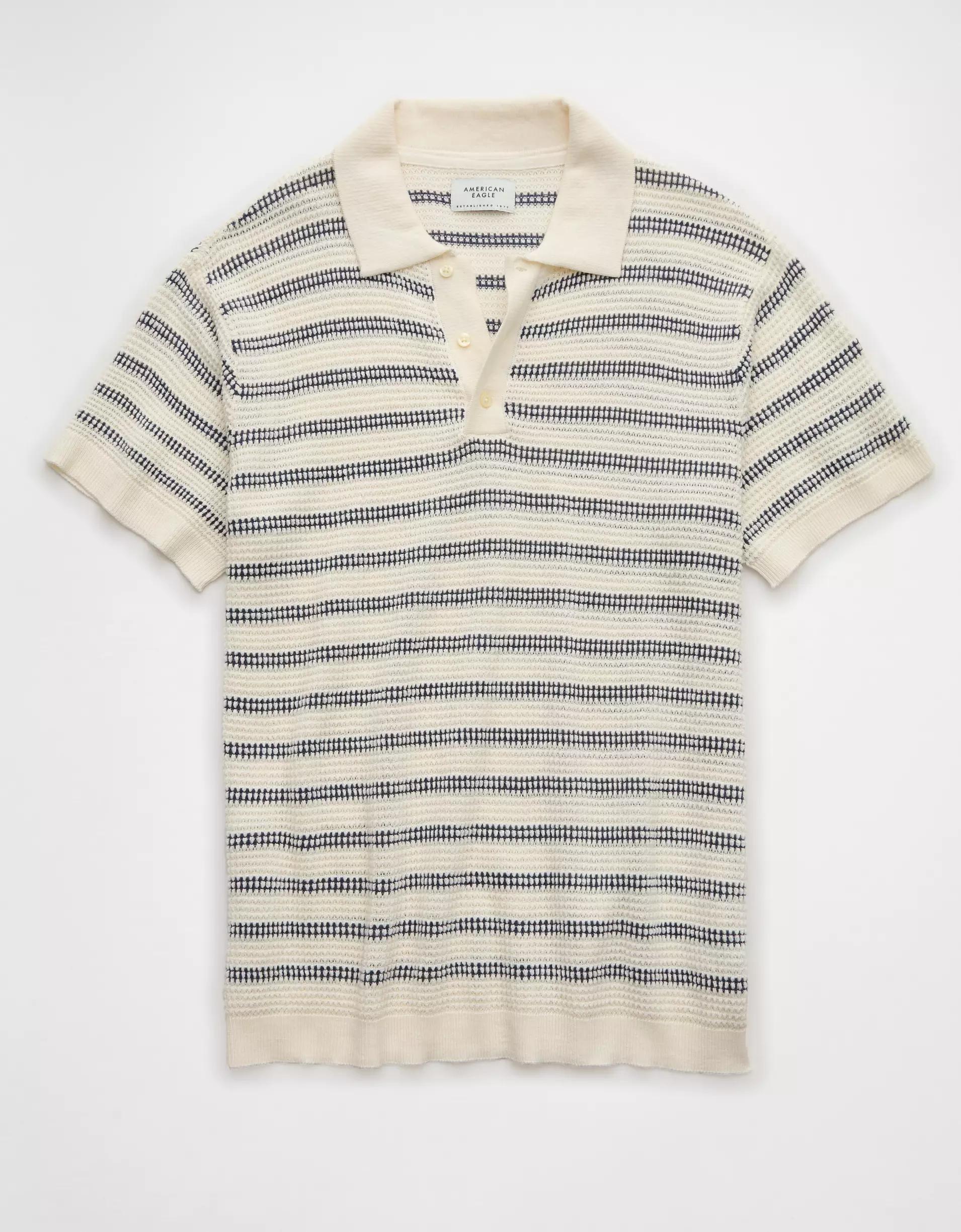 AE Weekend Striped Sweater Polo Shirt Product Image