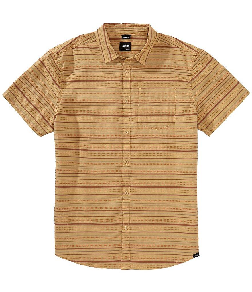 prAna Groveland Short Sleeve Horizontal Stripe Woven Shirt Product Image