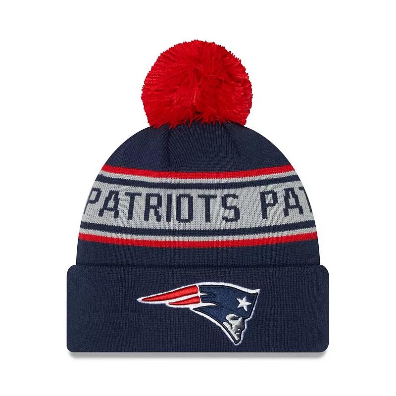 Men's New Era Navy New England Patriots Repeat Cuffed Knit Hat with Pom, Blue Product Image