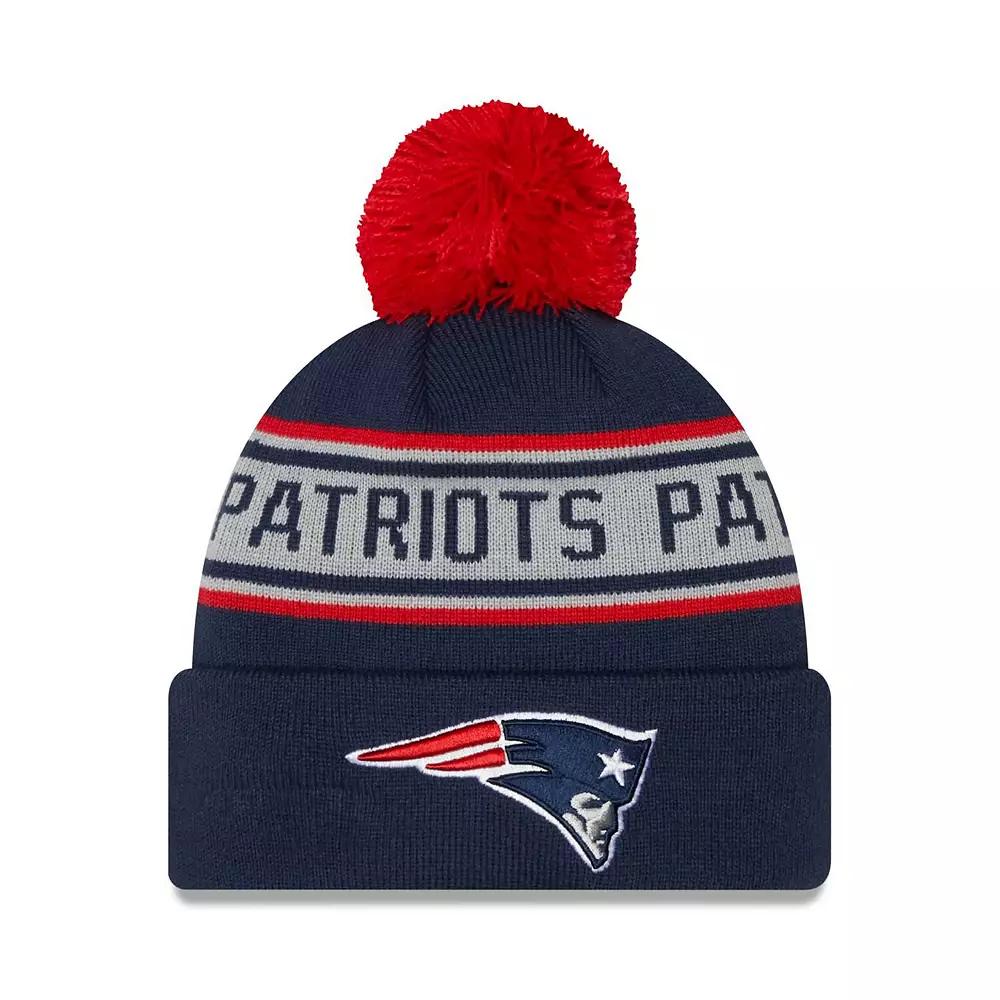 Men's New Era Navy New England Patriots Repeat Cuffed Knit Hat with Pom, Blue Product Image