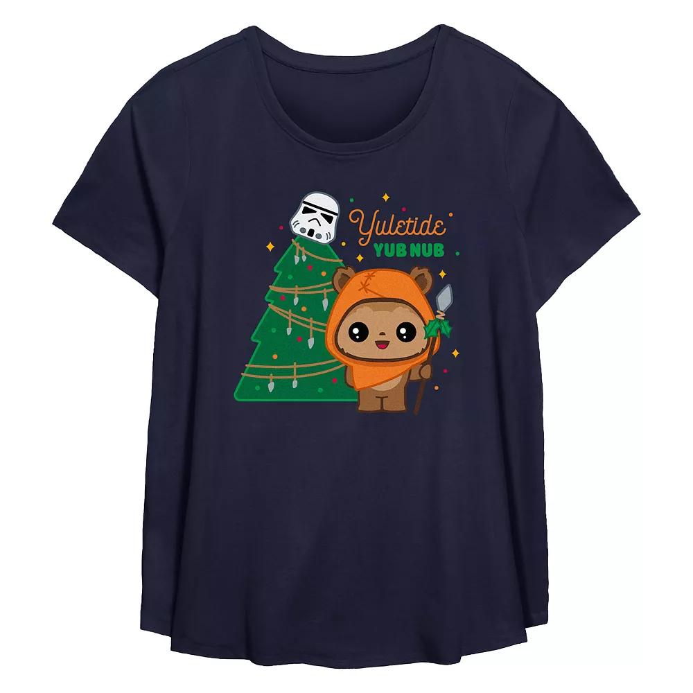 Plus Size Star Wars Yuletide Yub Nub Flowy Graphic Tee, Women's, Size: 5XL, Blue Product Image