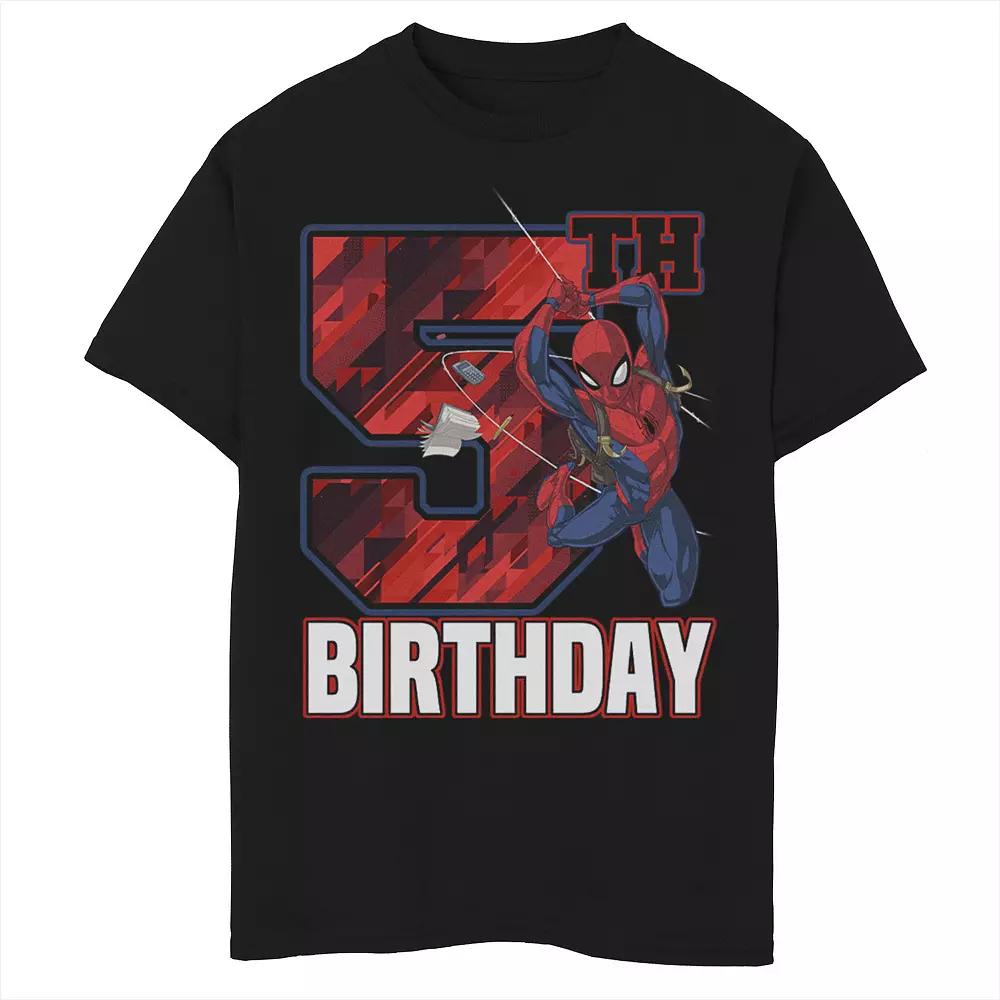 Boys 8-20 Marvel Spider-Man Web Swing 5th Birthday Graphic Tee, Boy's, Size: Medium, Black Product Image