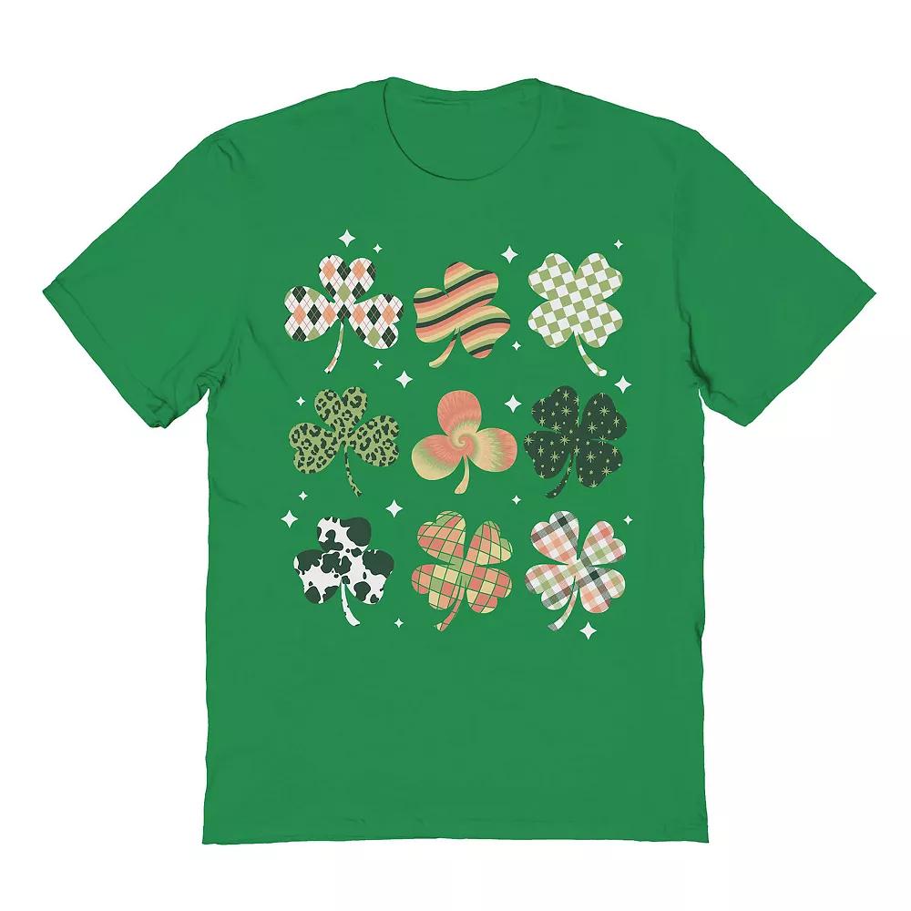 Men's St Patrick's Day Clover Grid Graphic Tee, Size: Medium, Turf Green Product Image