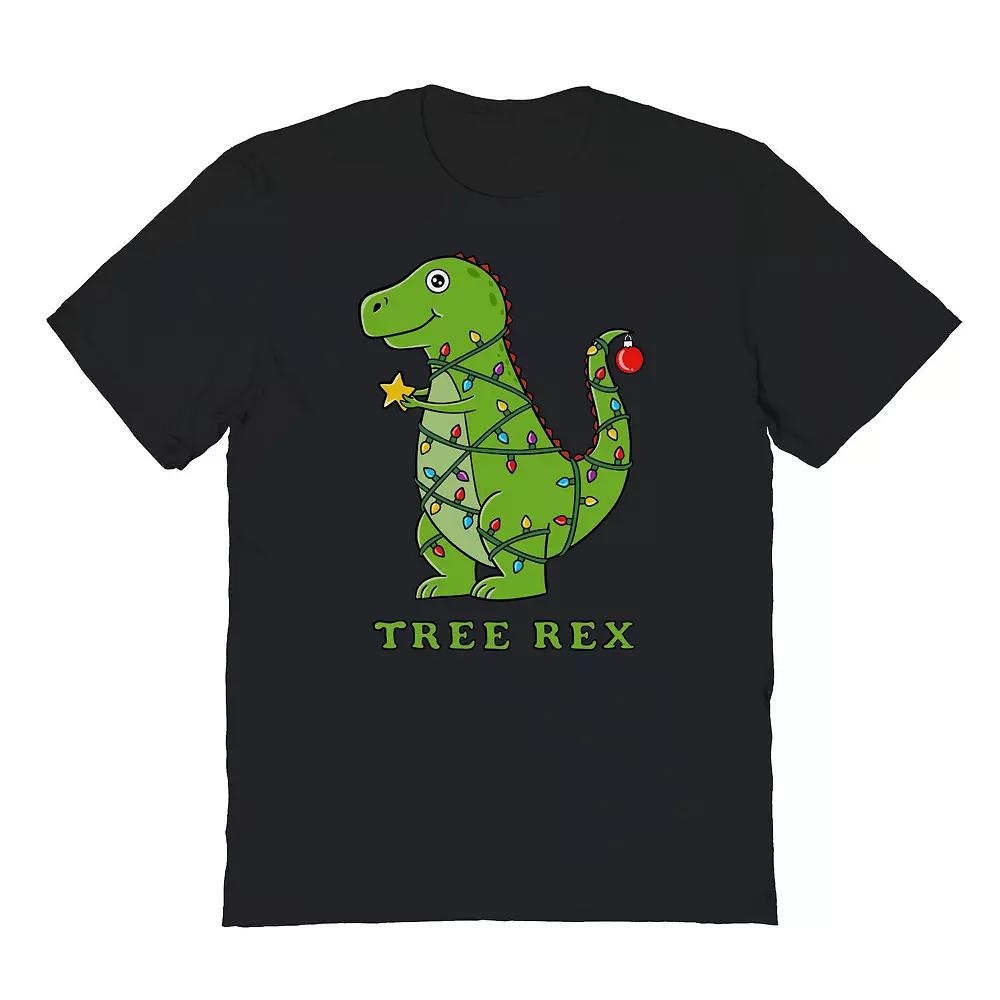 Men's Dinosaur Christmas Graphic Tee, Size: XL, Black Product Image