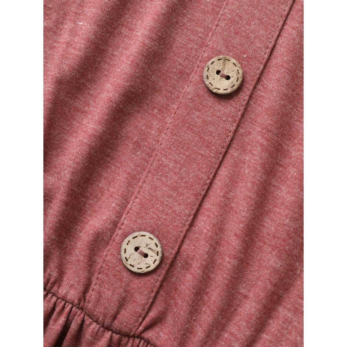 Plus Size Supersoft Essentials Button Detail Belted Gathered Dress Scarlet Women Casual Gathered Square Neck Sleeveless Curvy Midi Dress BloomChic 12/L Product Image