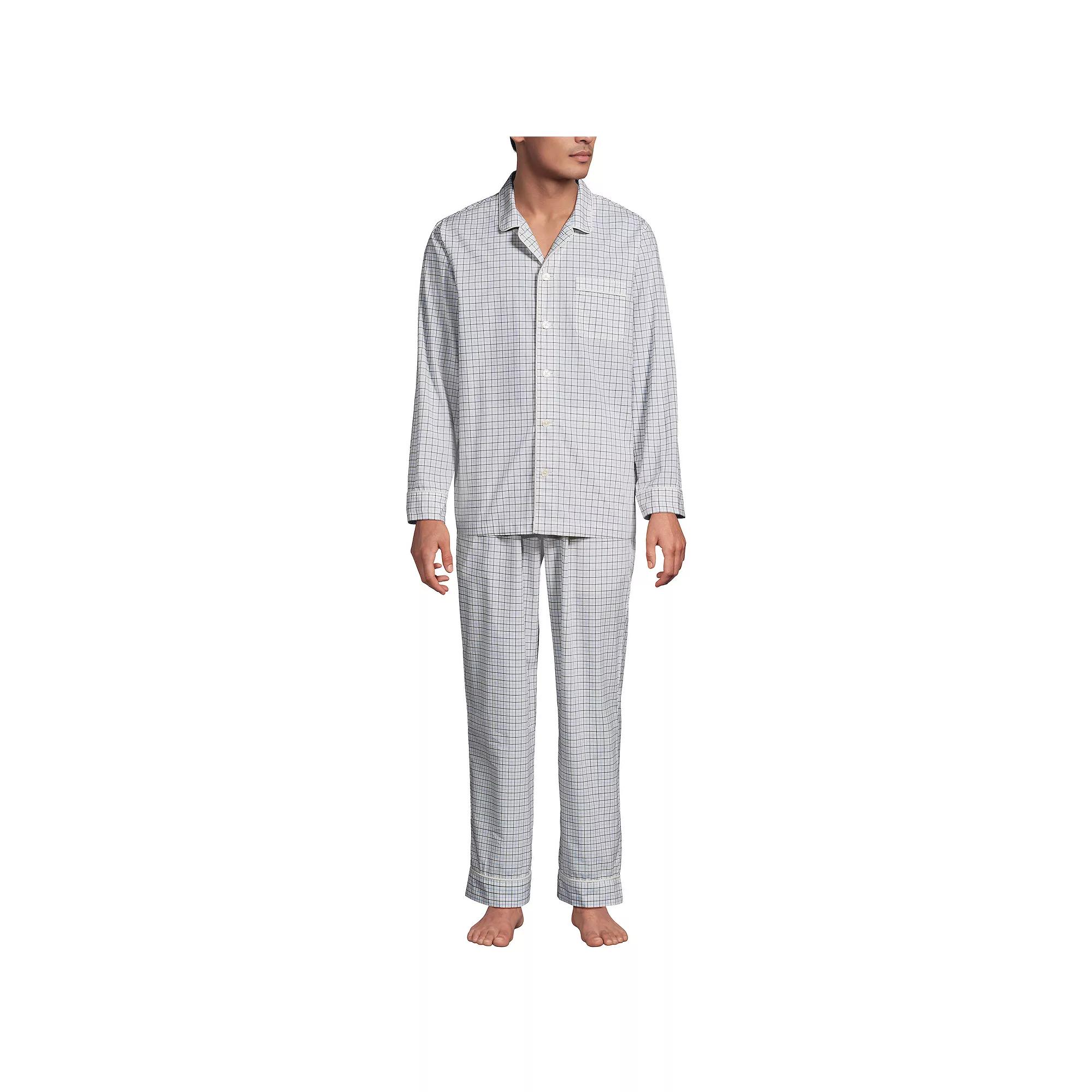 Men's Lands' End Essential Long Sleeve Top & Pants Pajama Set,  Product Image