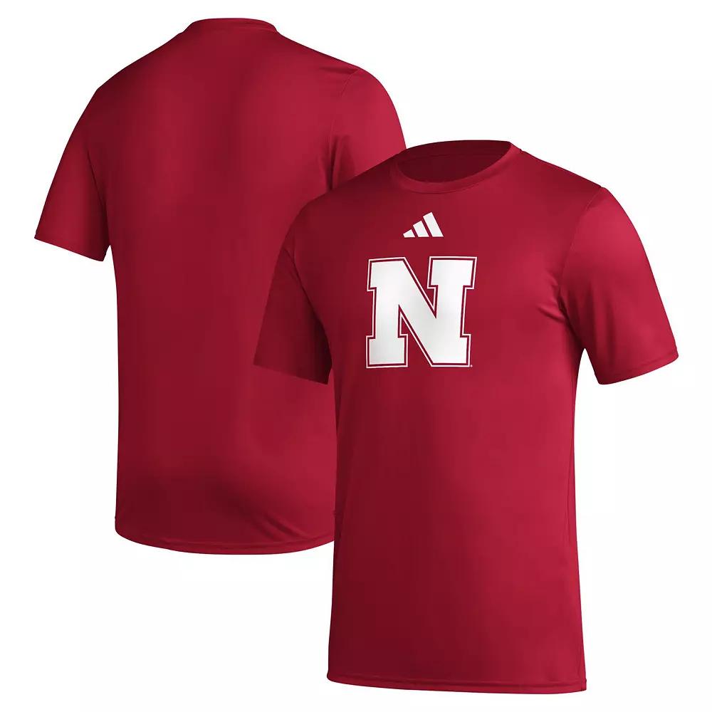Men's adidas Scarlet Nebraska Huskers Primary Locker Logo Pre-Game AEROREADY T-Shirt, Size: Small, Red Product Image