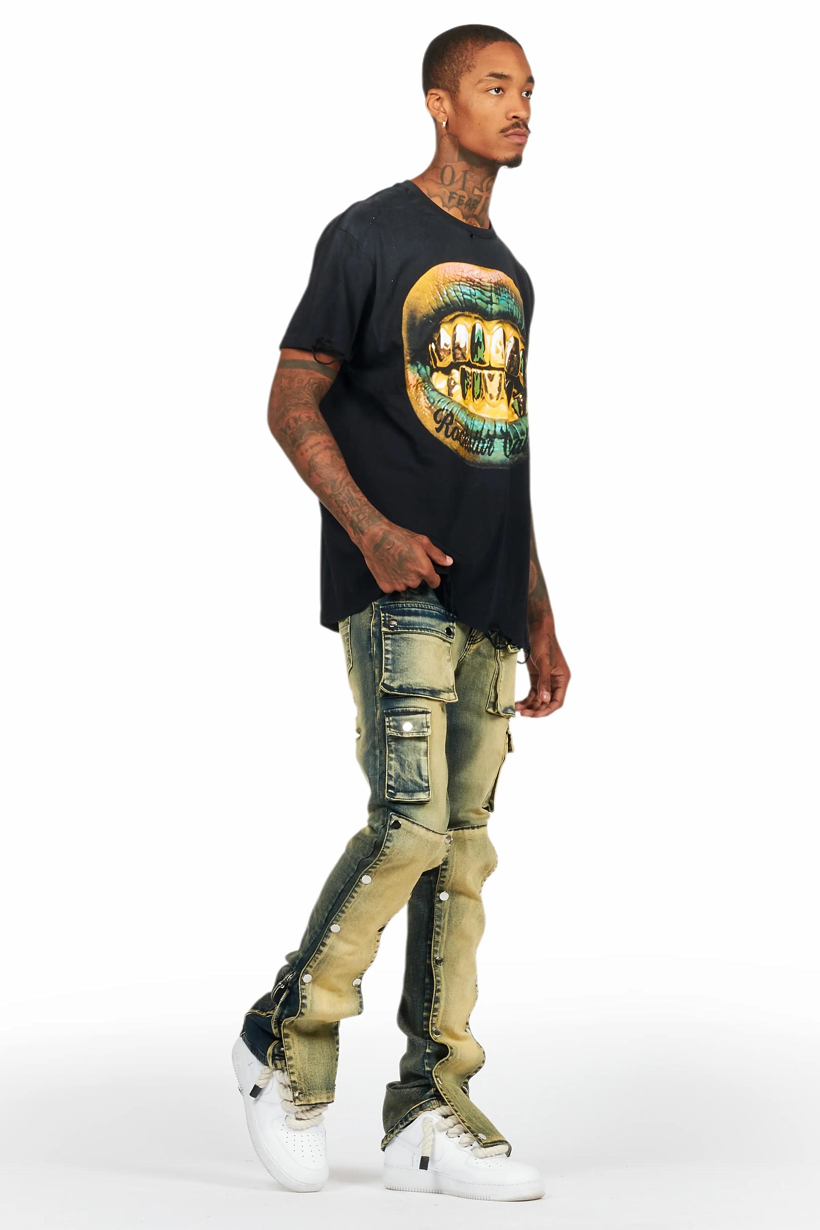 Santana Tint Wash Stacked Flare Jean Male Product Image