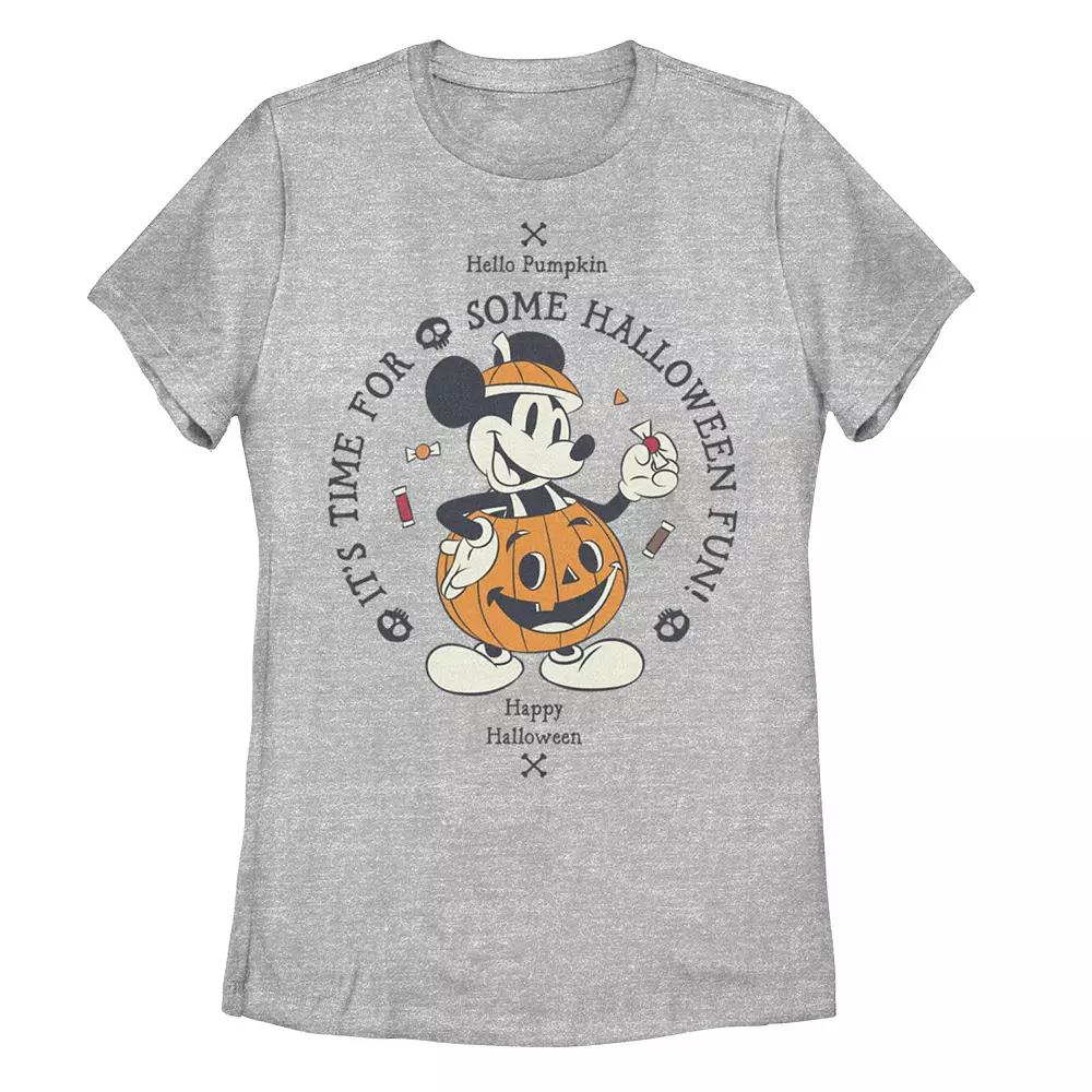 Disney's Mickey Mouse Juniors' Pumpkin Costume Halloween Fun Graphic Tee, Girl's, Size: XXL, Athletic Grey Product Image