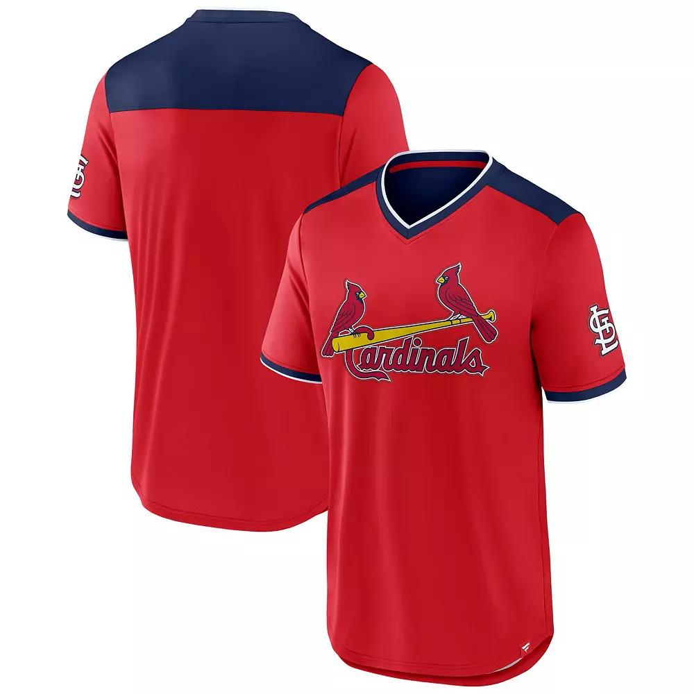 Men's Fanatics Red/Navy St. Louis Cardinals Walk-Off V-Neck T-Shirt,  Product Image