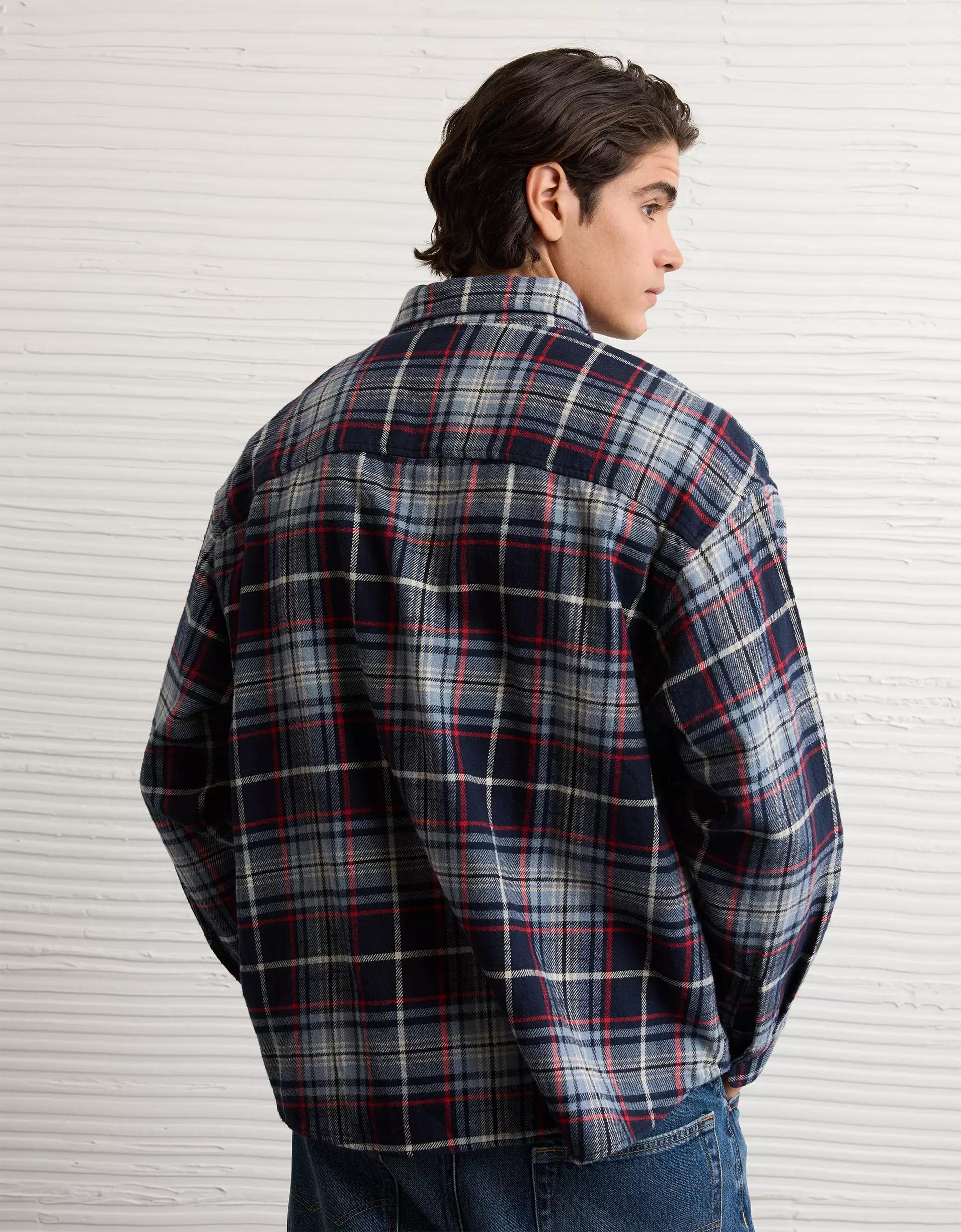 AE Boxy Flannel Shirt Product Image