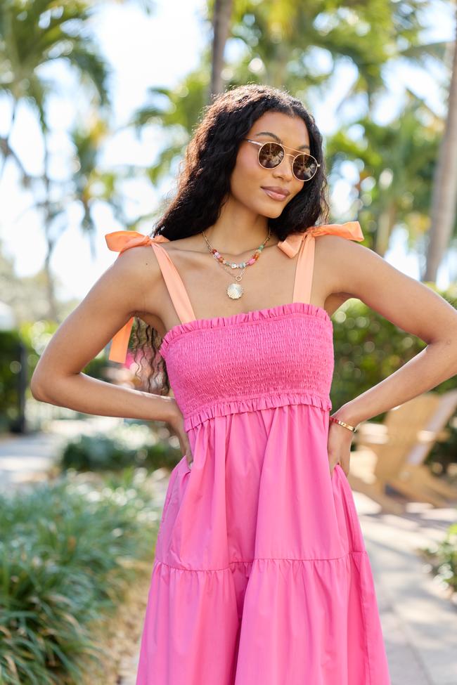 Season Of Bliss Pink Smocked Bust Maxi Dress Product Image