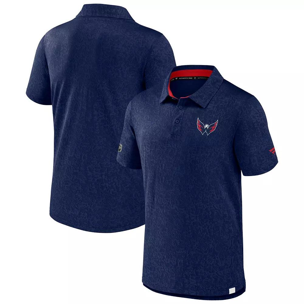 Men's Fanatics Navy Washington Capitals Authentic Pro Jacquard Polo,  Product Image